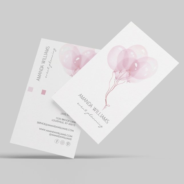 Watercolor Balloons Event Planner Business Card (Creator Uploaded)
