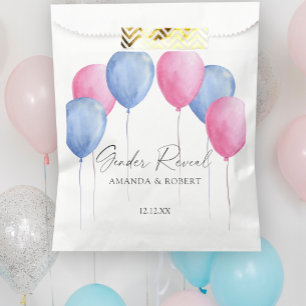 Watercolor Balloons Gender Reveal Favour Bags