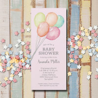 Watercolor Balloons Girl Baby Shower