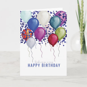 Watercolor Balloons Happy Birthday Card