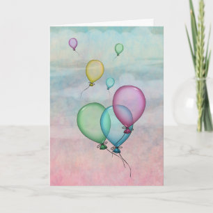 Watercolor Balloons in the Sky Birthday Card