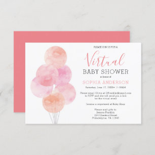 Watercolor Balloons Virtual Baby Shower Invitation