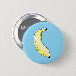 watercolor banana 6 cm round badge