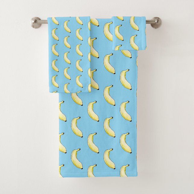 watercolor banana bath towel set (Insitu)