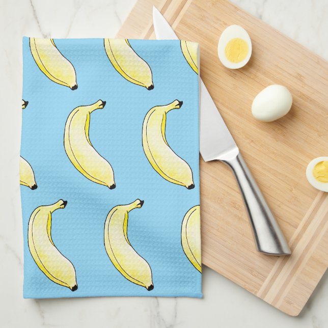watercolor banana tea towel (Quarter Fold)