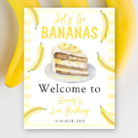 Watercolor Bananas Cake Birthday Welcome