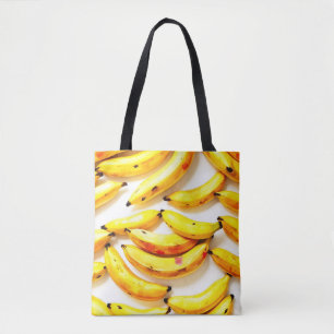 Watercolor Bananas in Soft Hues with White  Tote Bag