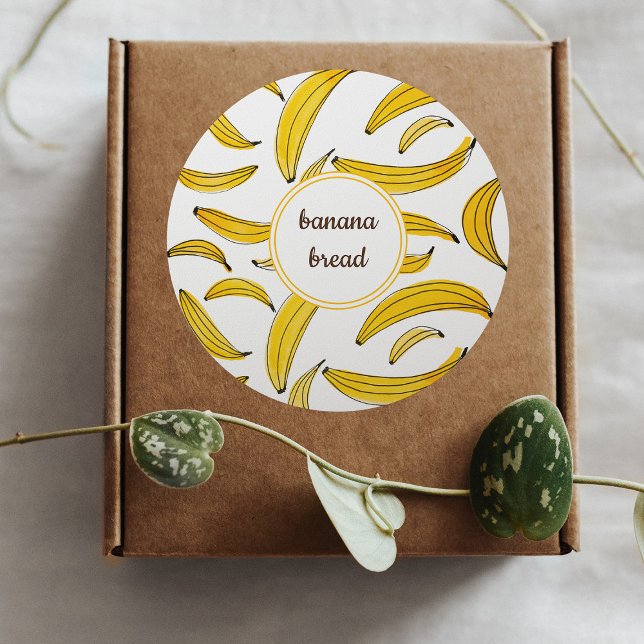 Watercolor bananas - yellow classic round sticker (Creator Uploaded)