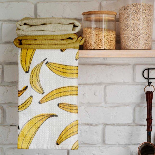 Watercolor bananas - yellow tea towel (Creator Uploaded)