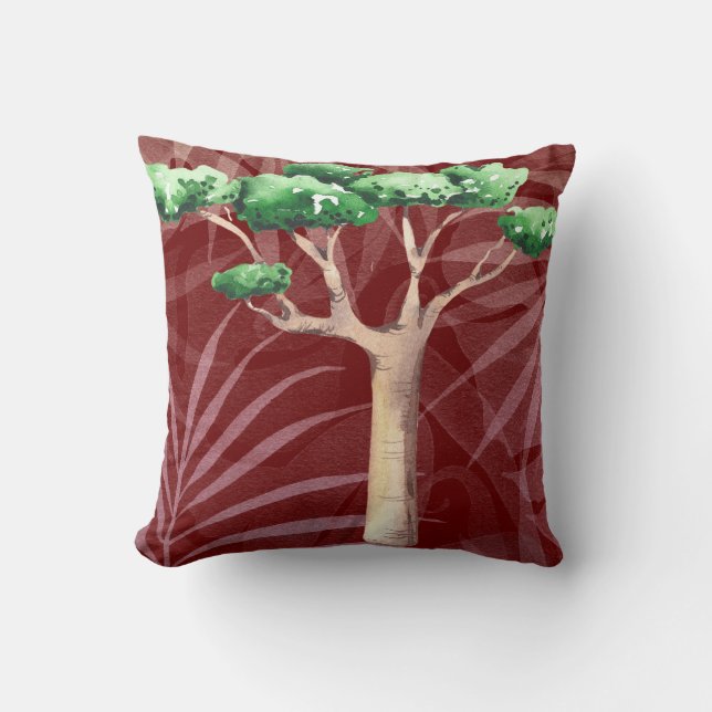 Watercolor Baobab Tree Cushion (Front)