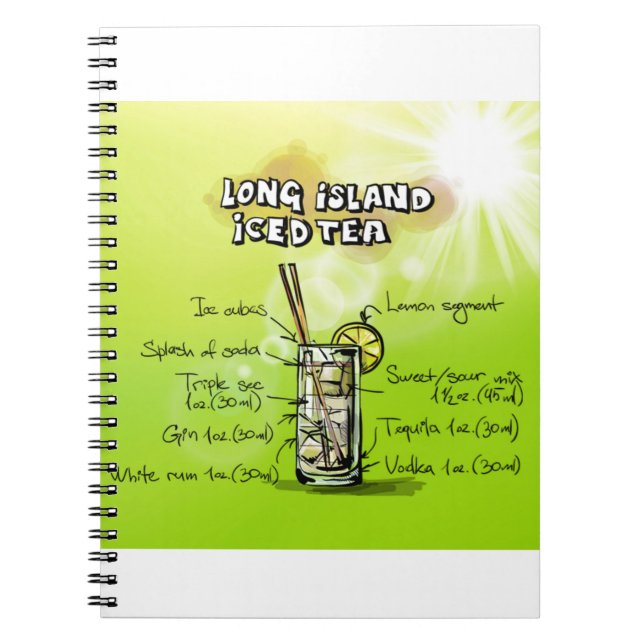 Watercolor Bar Cocktail Recipe Spiral Notebook (Front)
