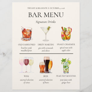 Watercolor Bar Menu Custom Letterhead