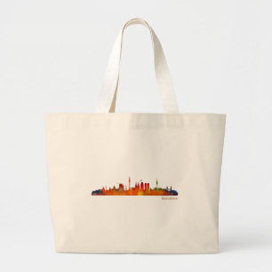 Watercolor Barcelona skyline v01 Large Tote Bag