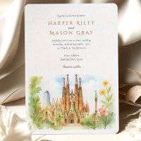 Watercolor Barcelona Spain Wedding