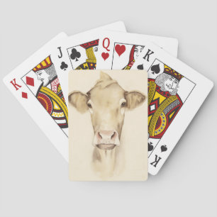 Watercolor Barn Animals Cow Playing Cards