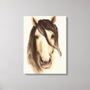 Watercolor Barn Animals   Horse Canvas Print