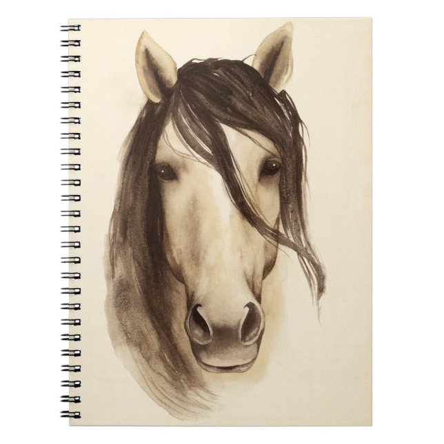 Watercolor Barn Animals | Horse Spiral Notebook (Front)