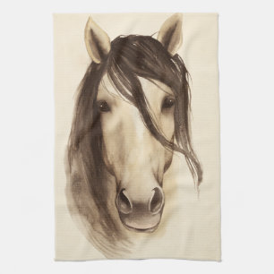 Watercolor Barn Animals   Horse Tea Towel
