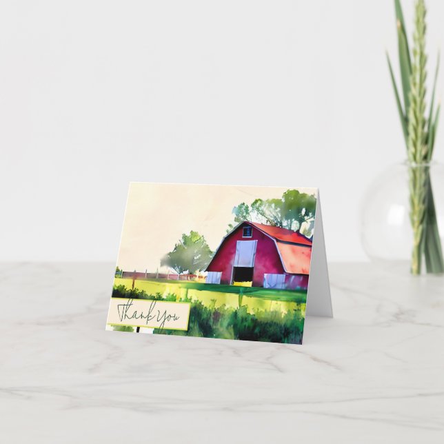 Watercolor barn customisable card (Front)