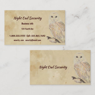 Watercolor Barn Owl Security Business Business Card