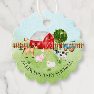 Watercolor Barnyard Animals Baby Shower Favour Favour Tags