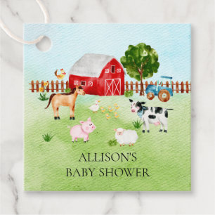 Watercolor Barnyard Animals Baby Shower Favour Tags