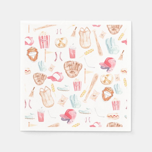 Watercolor Baseball Napkin (Front)