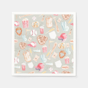 Watercolor Baseball Pattern Napkin