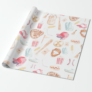 Watercolor Baseball Wrapping Paper