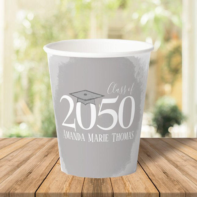 Watercolor Basic Black Grey Graduation Simple Paper Cups (Creator Uploaded)