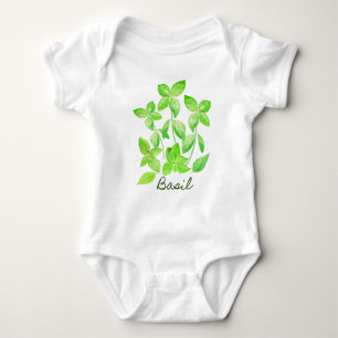 Watercolor basil illustration baby bodysuit