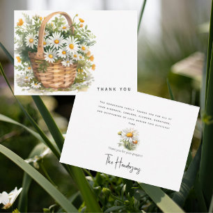 Watercolor Basket of Daisies Bereavement Thank You Card