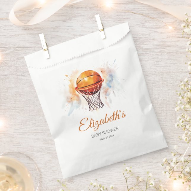 Watercolor Basketball Baby Shower Favour Bags (Clipped)