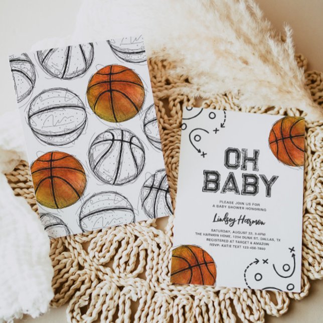 Watercolor Basketball Baby Shower Invitation (Creator Uploaded)