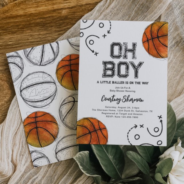 Watercolor Basketball Baby Shower Invitation (Creator Uploaded)