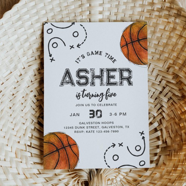 Watercolor Basketball Birthday Invitation (Creator Uploaded)