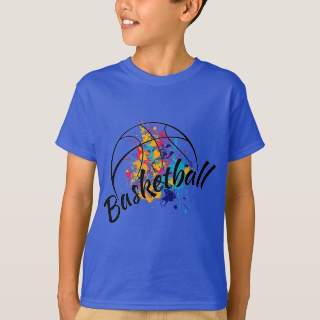 Watercolor Basketball Boys  T-Shirt (Front)
