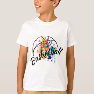 Watercolor Basketball Boys T-Shirt