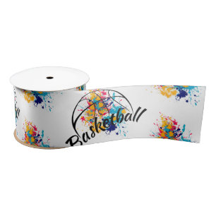 Watercolor Basketball      Satin Ribbon