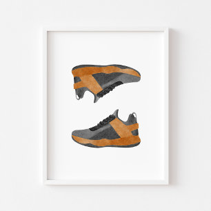Watercolor basketball shoes poster