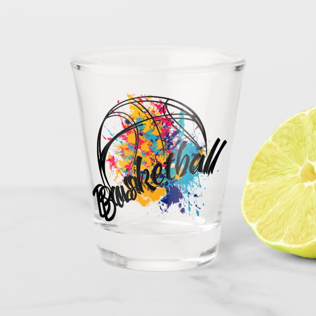 Watercolor Basketball     Shot Glass (Front)
