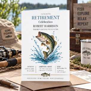 Watercolor Bass Fishing Retirement Party Invitation