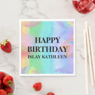 Watercolor Bath Bomb Birthday Paper Napkin