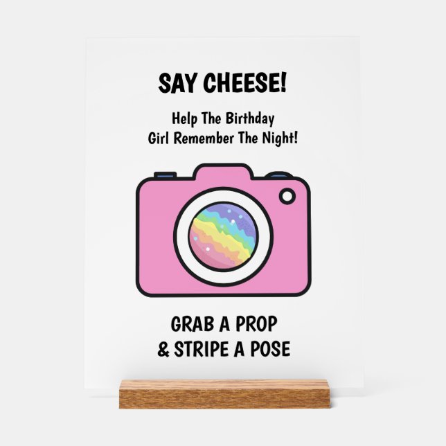 Watercolor Bath Bomb Photo Selfie Acrylic Sign (Front)