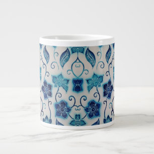 Watercolor Batik Garden with Blue Speciality Mug
