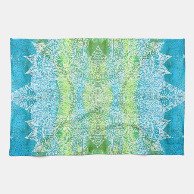 Watercolor Batik Paisley Tea Towel (Horizontal)