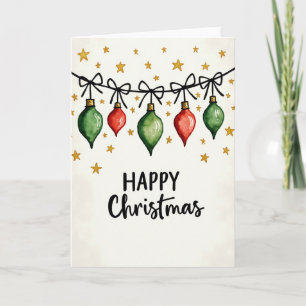 Watercolor Bauble Christmas Garland Card