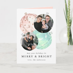 Watercolor Baubles Folded Holiday Card