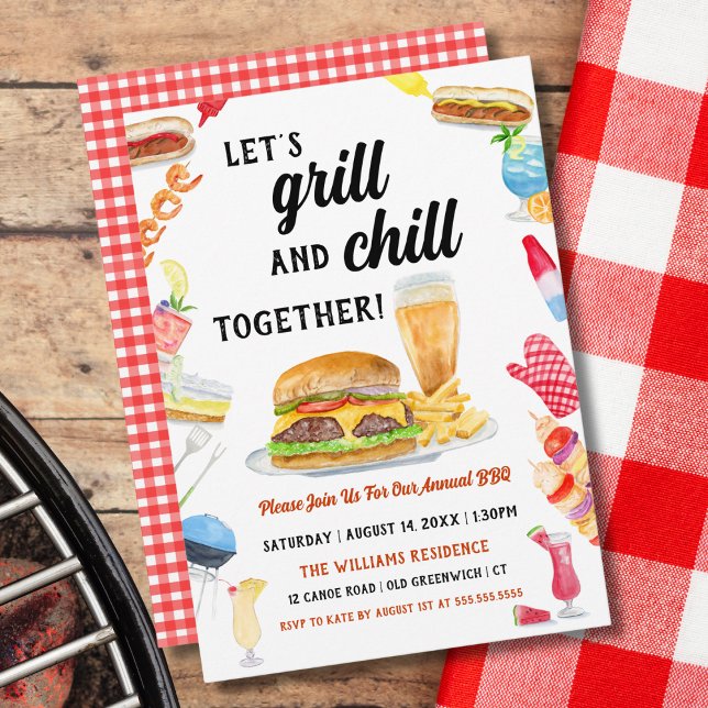 Watercolor BBQ Food, Drinks & Desserts Party Invitation (Creator Uploaded)