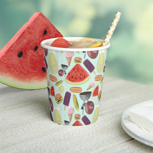 Watercolor BBQ Paper Cups